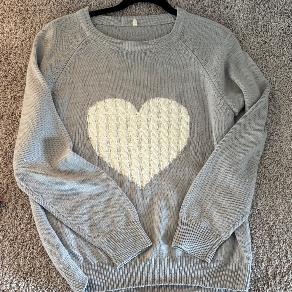 Gray Heart Sweater